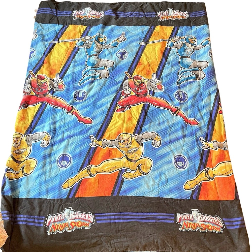 Vintage 1990s Mighty Morphin Power Rangers Ninja Storm Comforter‎ Blanket Twin